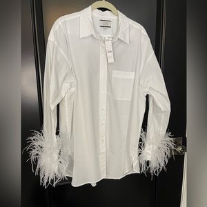 J.Crew white button up dress shirt with feathered cuffs 12